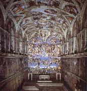 Michelangelo Buonarroti Sixtijnse chapel with the ceiling painting oil painting reproduction